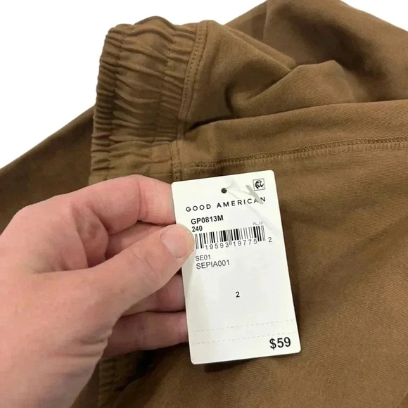Good American Pants Womens Size 2 Leggings Stretch Drawstring Sepia Brown NWT - Picture 3 of 6